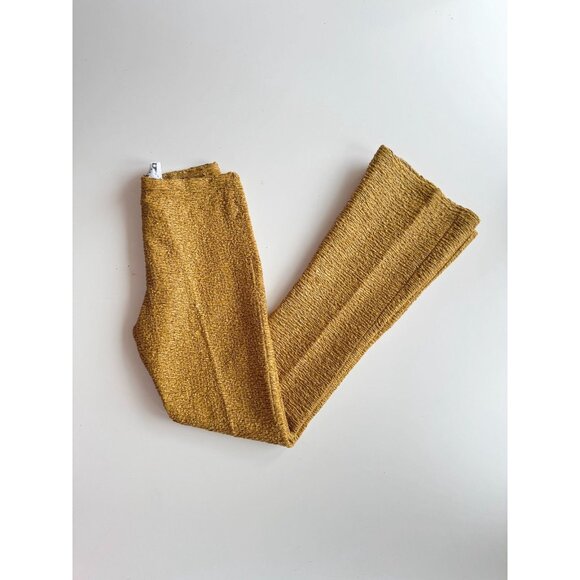 Vintage 90's TRIPP NYC Gold Ruched Slim Fit Flared Pants Trousers, Size M - Picture 1 of 15